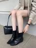 Autumn new European and American square head pleated short boots temperament design sense thin boots