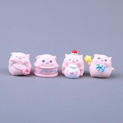 Happy Pig Mini Ornament: Trendy Resin Cartoon Figure for Desktop Decoration