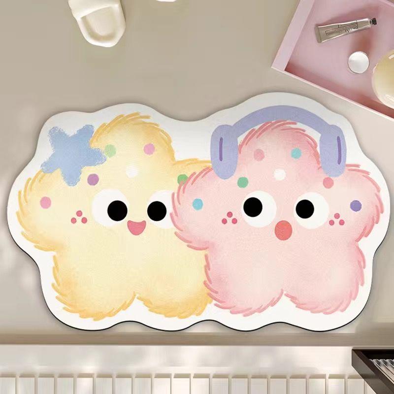 Cartoon Badezimmer saugfähige Bodenmatte lustige Toilettentür Kieselgur rutschfeste Fußmatte Haushalts-WC schnelltrocknender Teppich 40X60cm 15.7X23.6in