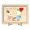 Wooden Couple Table Sign with Stand Farmhouse Rustic Cartoon Couple Ornament Valentine's Day Anniversary Wedding Party Decoration