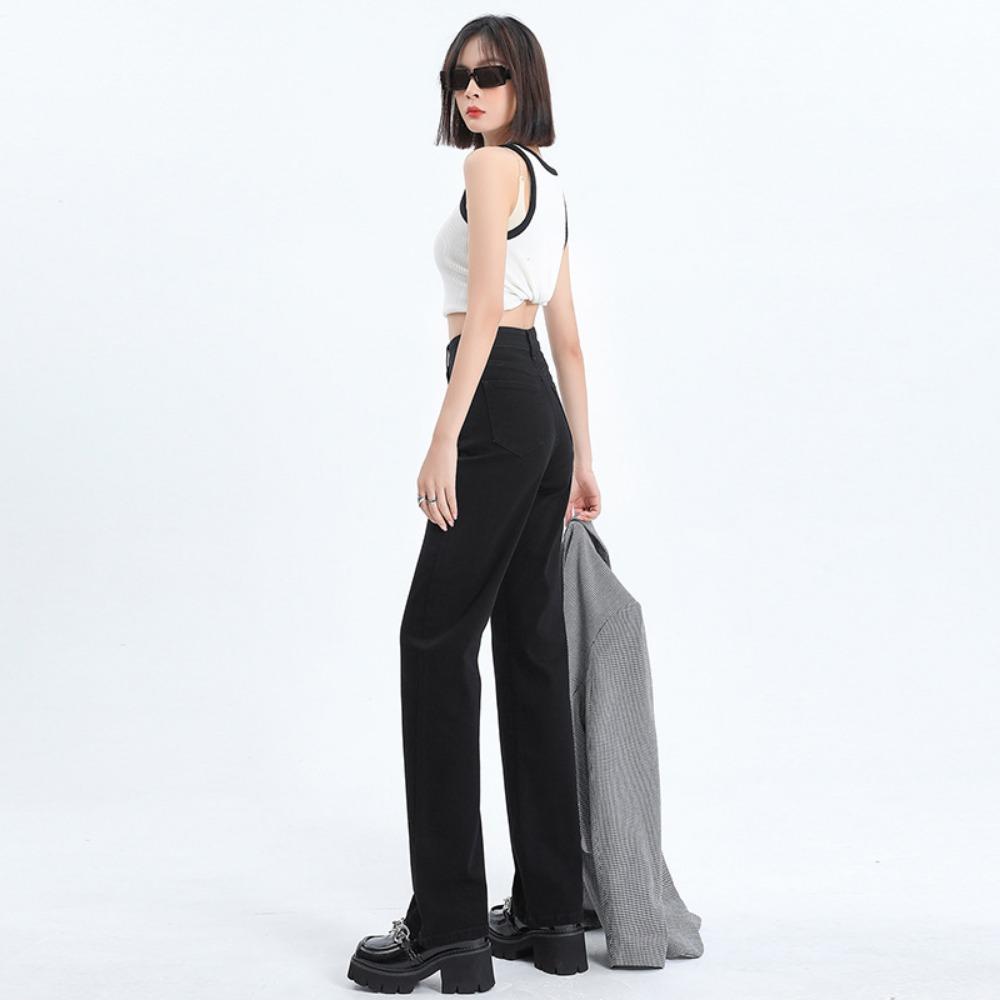 Korean version of washed straight-leg pants jeans for women's autumn and winter new high-waisted, thin and versatile fashionable wide-leg jeans