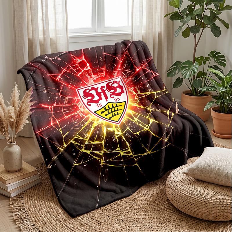 VfB Stuttgart Football Print Flannel Blanket, Soft Warm Lightweight Throw Blanket for Sofa Bed Camping