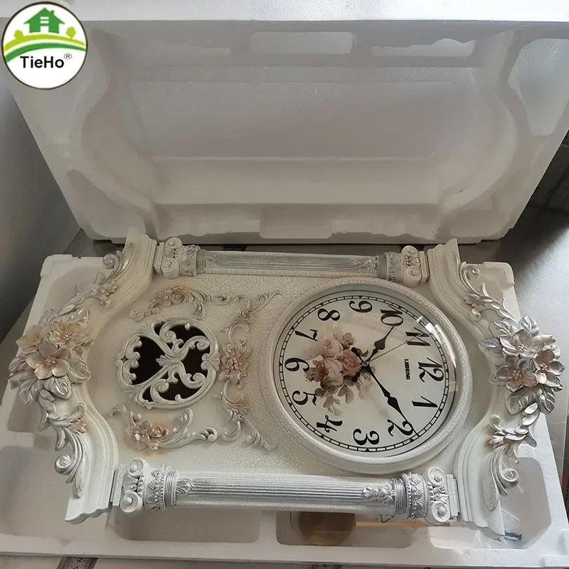 European Style Quartz Clock Wall Hanging Wall Clock Living Room Sofa Background Home Decoration Luxury Swing Wall Watches P7H1G6