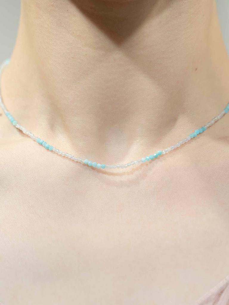 Harang Hr 45N_Aquamarine Labradorite Beads Necklace