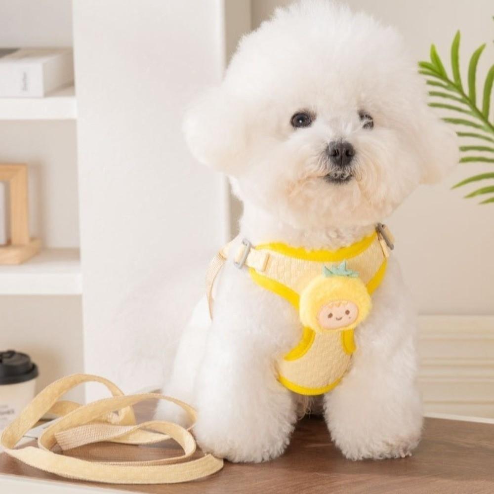 Adjustable Dog Harness and Leash Set Lightweight Pet Walking Leash Cartoon Dog Chest Strap Outdoor