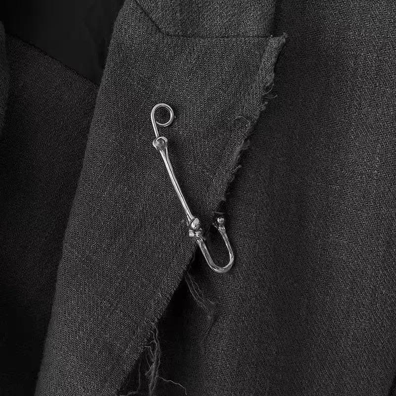 Bone Shape Metal Punk Brooch Irregular Badge for Suit Party Event Fashion Statement Accessory