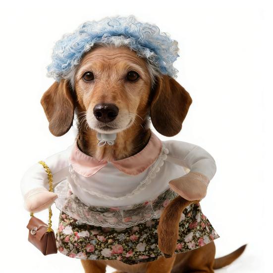 1 Set Costumi Cane Vecchia Signora Cappello Capelli Ricci e Vestito Floreale Gatti Divertente Vestito per Animali Domestici per Gatti e Cani Piccoli Feste Festival