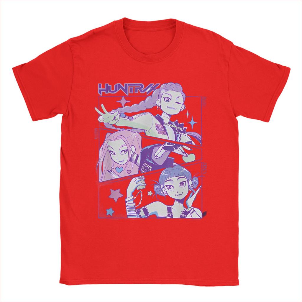 Huntrix Demon Hunters Tour Poster T Shirt Men Vintage 100 Cotton T-Shirts Summer Crew Neck Hip Hop Tee Shirt Oversized Clothing