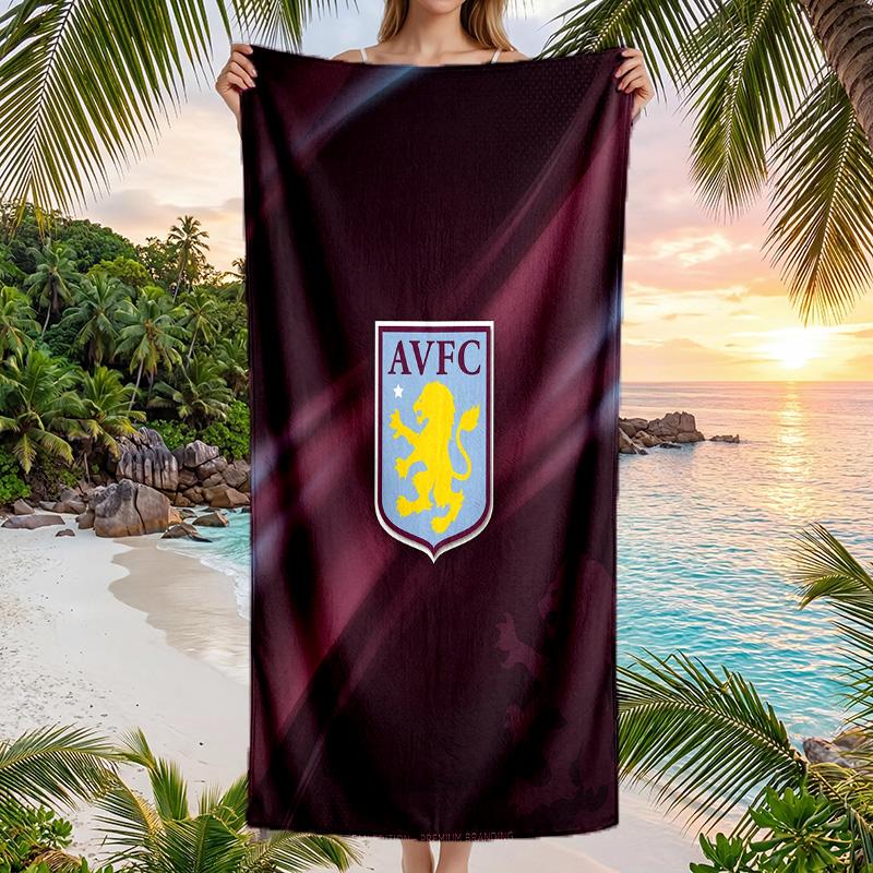 Asciugamano da Spiaggia Aston Villa Football Stampa Asciugatura Rapida Microfibra Assorbente Portatile da Viaggio Asciugamano da Nuoto