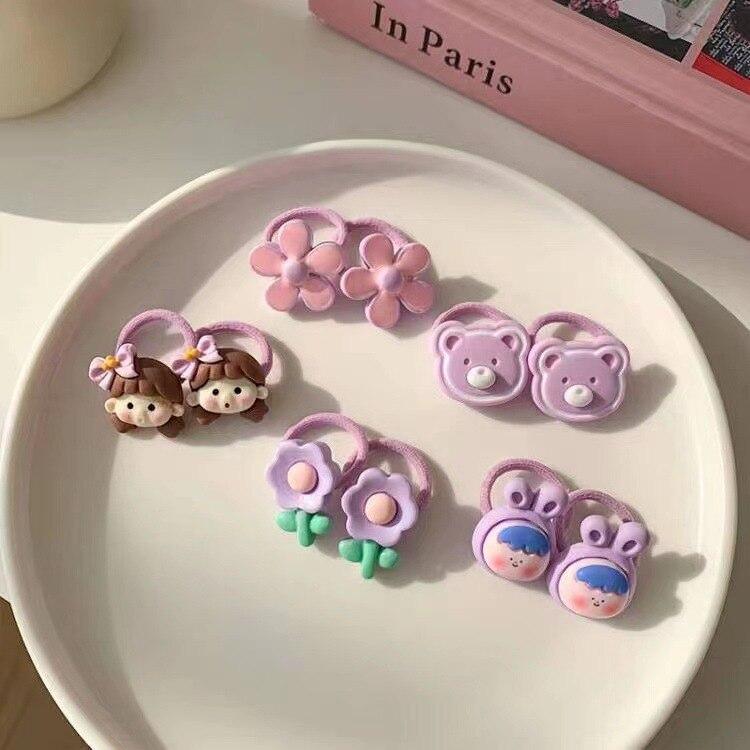 10pc mini faixa de cabelo do bebê kawaii dos desenhos animados floral animal elástico corda de cabelo para a criança menina pequena tumb faixa de cabelo adorável headwear
