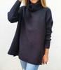 2024 Damen Hochhals Oversized Mittellanger Fledermausärmel Pullover mit Schlitzsaum und Taillengürtel