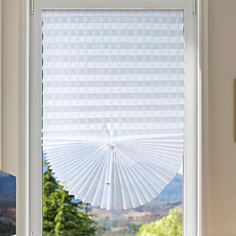 1PC Self-Adhesive Blinds Simple Polyester Curtain Window Paper Blinds Leaf Pleated Curtain Non-Woven 60/90x180cm