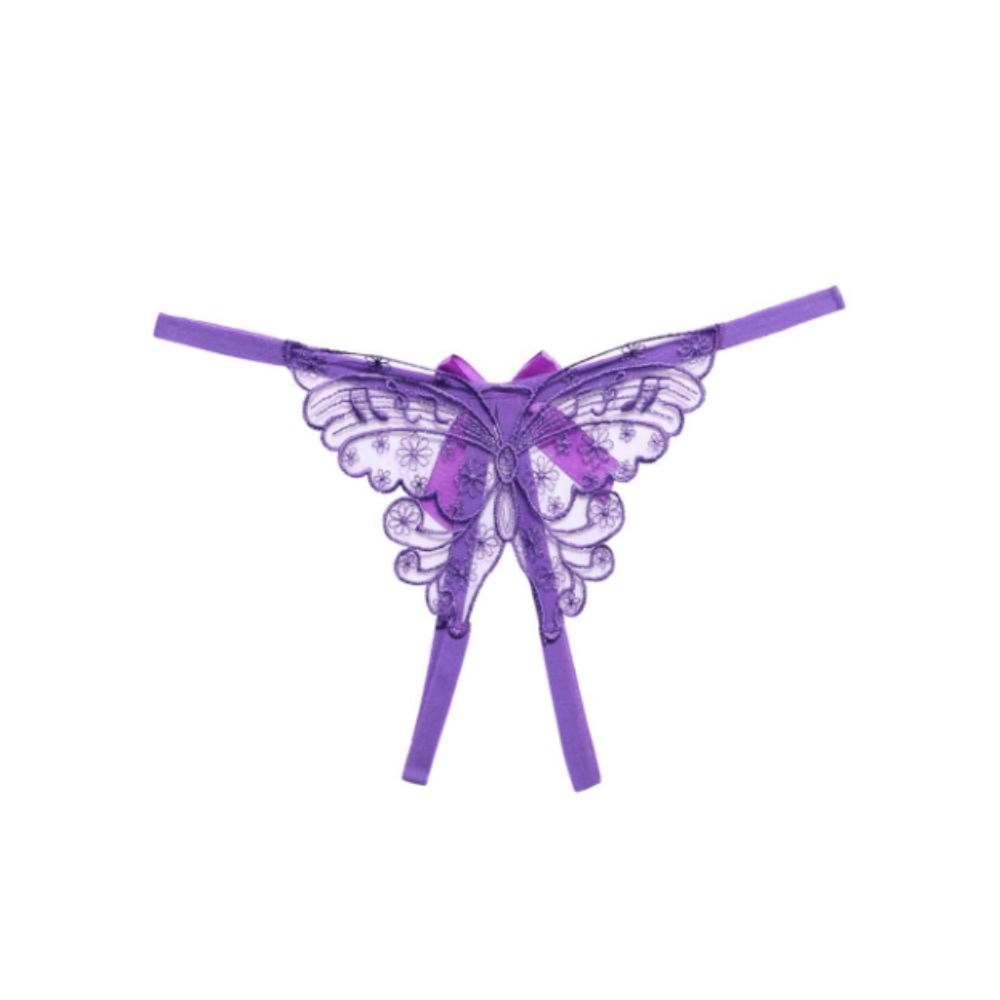 Butterfly Lace Embroidered Panties Thin Belt Bowknot T-Pants Transparent Sexy Mesh Thongs  Gift