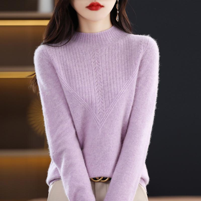 Women's 2023 New Fashion Wool Sweater - Spring & Autumn Solid Color Loose Knitwear