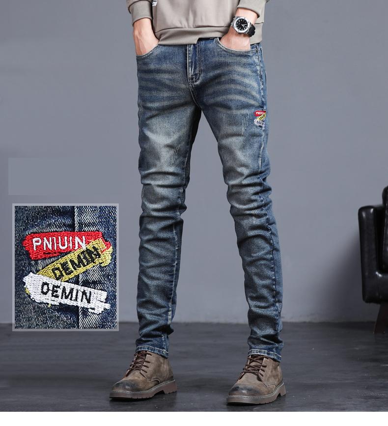 Neue Frühling Sommer Herren Jeans Vintage Blau Einfarbig Elastische Klassische Jeans Männer Schlank Mode Denim Hose Männlich 27-38