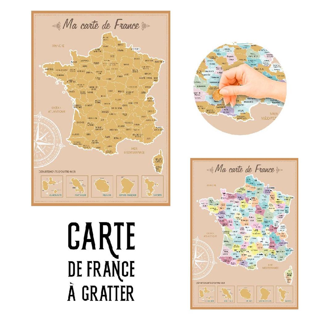 Les Trésors De Lily [A3657] - Poster / Scratch Poster 'Map of France' - 73x52 Cm