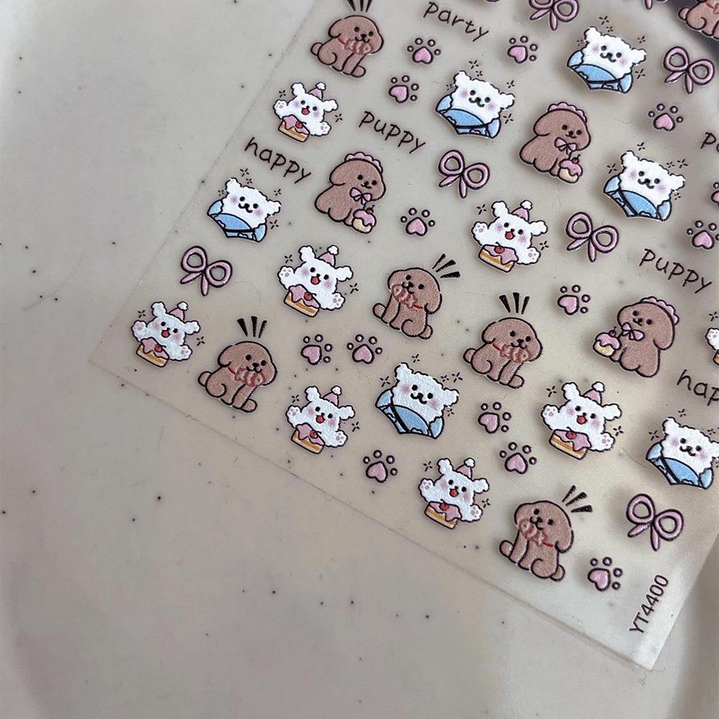 YITU Cartoon Dog Nail Stickers - Bow, Heart, Paw, Self-Adhesive Decor (YT4400)