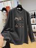 Women's Long Sleeve Top O Neck Casual Graphic Tee Loose Fit Cartoon Print Thermal Derun Fabric Winter Basic Shirt