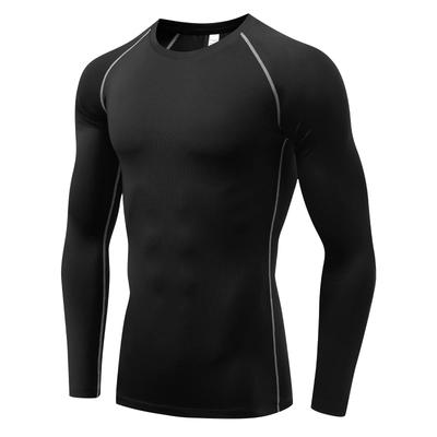 Camiseta de Manga Comprida de Compressão Barifall Power Stretch Esportiva Tamanho Masculino, Camiseta Íntima, Absorvente de Suor, Secagem Rápida, Respirável, 323-bkgy-L