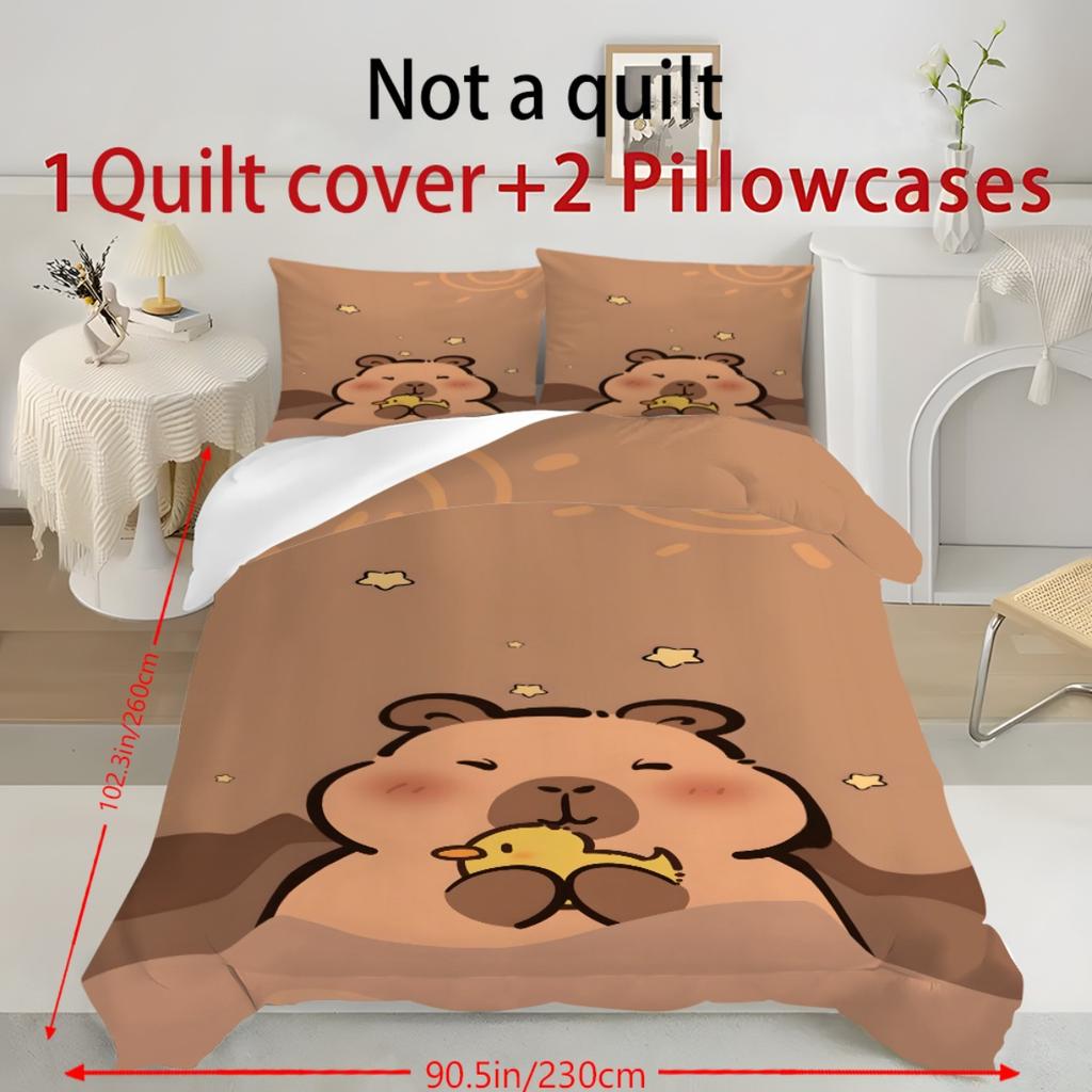 Cute Capybara Bedding Set 3D Printing 2-3 Piece Set (No Core) Duvet Cover Set Gift Bedroom Home Decor Textile For Kids Cute Gift