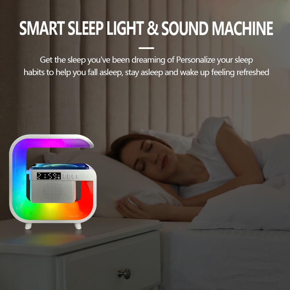 Alarm Clock with Wireless Charging Station Atmosphere Bedside Light App Control Desk RGB Night Lamp USB Charging for Home Office