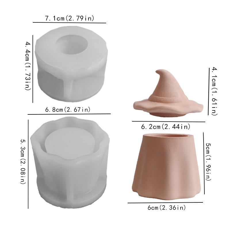 

Creative Wizard Hat Candle Jar Silicone Mold DIY Halloween Planter Craft Making Concrete Plaster Resin Storage Box Casting Molds