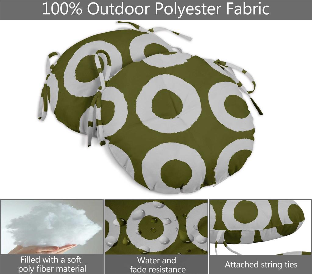 Vargottam Indoor Outdoor Round Bistro Chair Cushions Block Print 15-Inch Bistro Chair Pads Waterproof Seat Chair Cushion For Home