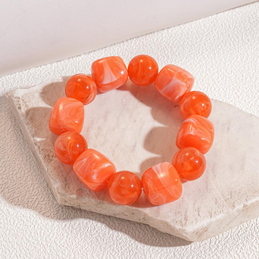 Red Purple Orange Green Acrylic Square Circle Beads Chain Bracelet Bangle for Women Handmade Jewelry Waterproof Jewelry Gift