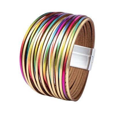 Leather Bracelets for Women Boho Multilayer Strips Wide Wrap Jewelry Acccessories CDN