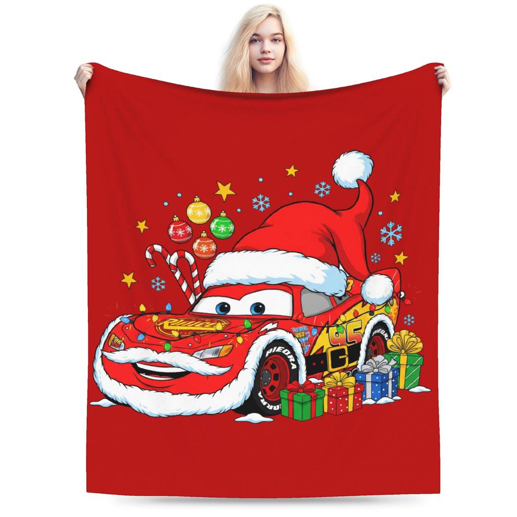 Lightning Mcqueen Cars Christmas Blanket Fleece Spring/Autumn Multi-function Warm Throw Blanket for Sofa Couch Rug Piece
