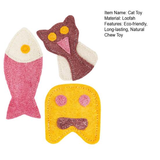 Yousheng 3Pcs/Set Loofah Cat Chew Toys Natural Cat Teeth Cleaning Toy Kitten Teething Toy for Indoor Cats Chewing Biting