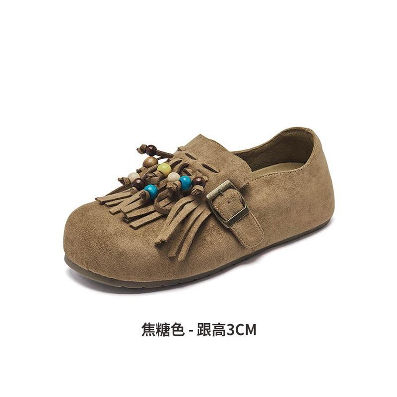 

Женские новые летние всеохватывающие туфли Boken на одном педале, на мягкой подошве для беременных, ленивые туфли с бахромой 40