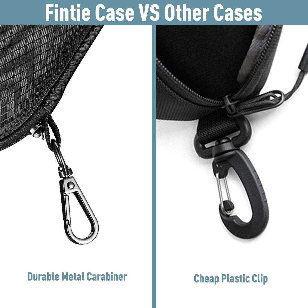 Fintie Sunglasses Hard EVA Sports Eyeglass Case with Metal Travel Zipper Eyeglass Lightweight and Portable Case, Shell, Impact-Resistant Carabiner,