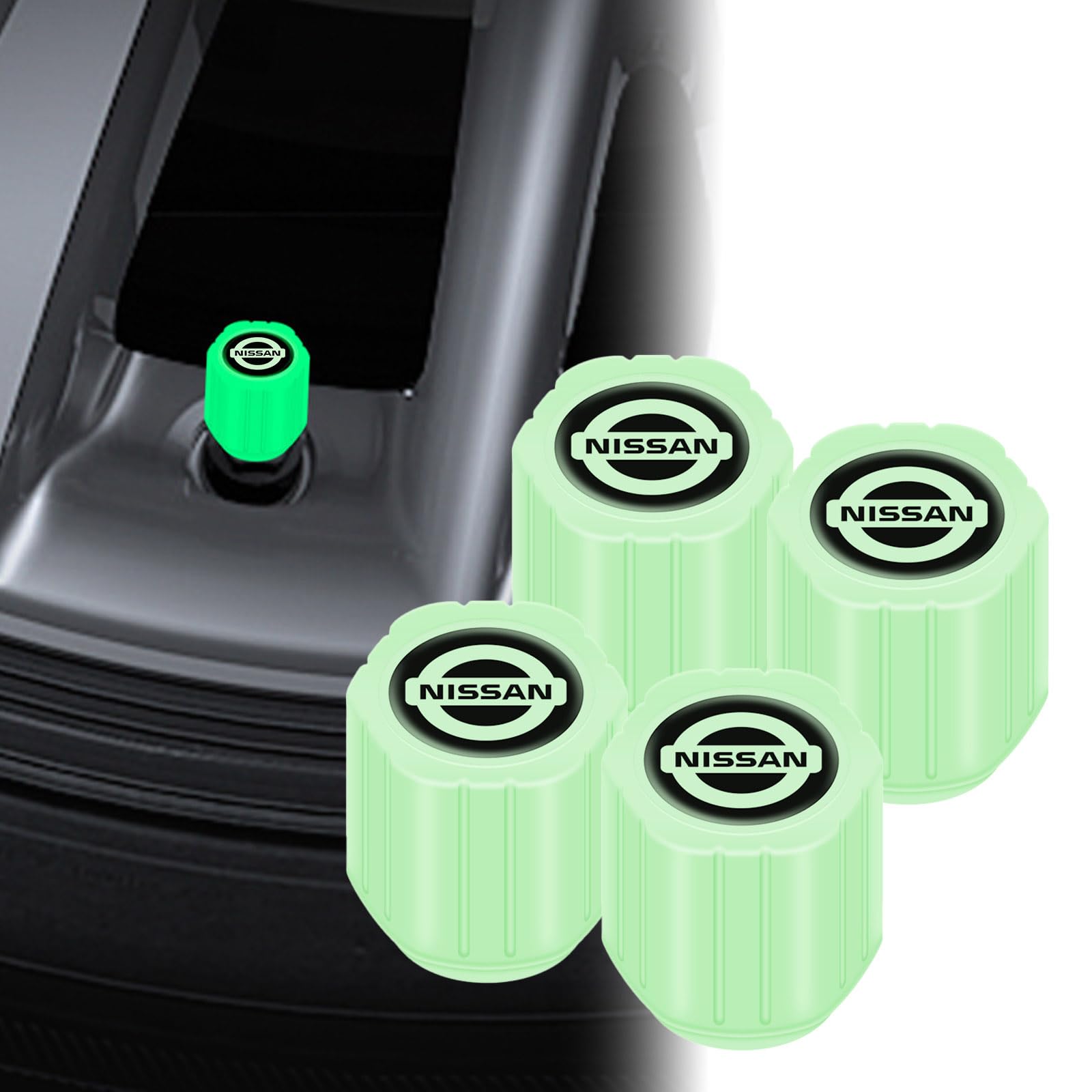 

Колпачок воздушного клапана MochiMingle, Набор из 4 штук, Светящийся колпачок воздушного клапана, 0,7 x 0,5 зелёный