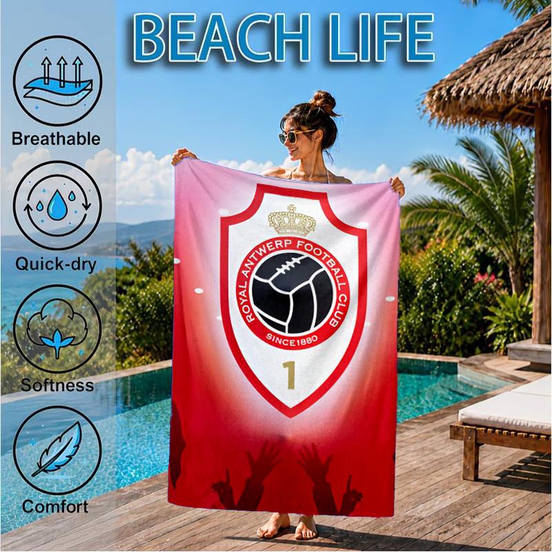 Royal Antwerp Fc Crest Beach Towel, Quick-drying, Easy to Care for, Suitable for Both Fitness and Beach Vacations,Sports Essential