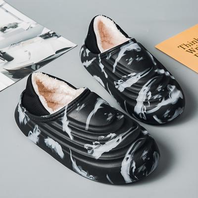 Mode Winter Hausschuhe für Herren Outdoor Wasserdicht Baumwollschuhe Badezimmer Rutschfest Junge Mode Weich Bequem Dicke Sohle Lässig