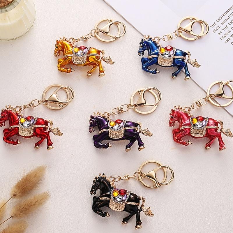 Unique Horse Zodiacal Keychain Glittering Rhinestones Artistic Design Bag Decoration for Gifting and Personalization