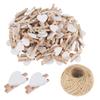 Mini Wooden Heart Clothespins, Multicolor Small Clothespins with Heart,  Tiny Clothes Pins with String for Photos Display,DIY Craft,Wedding Decor
