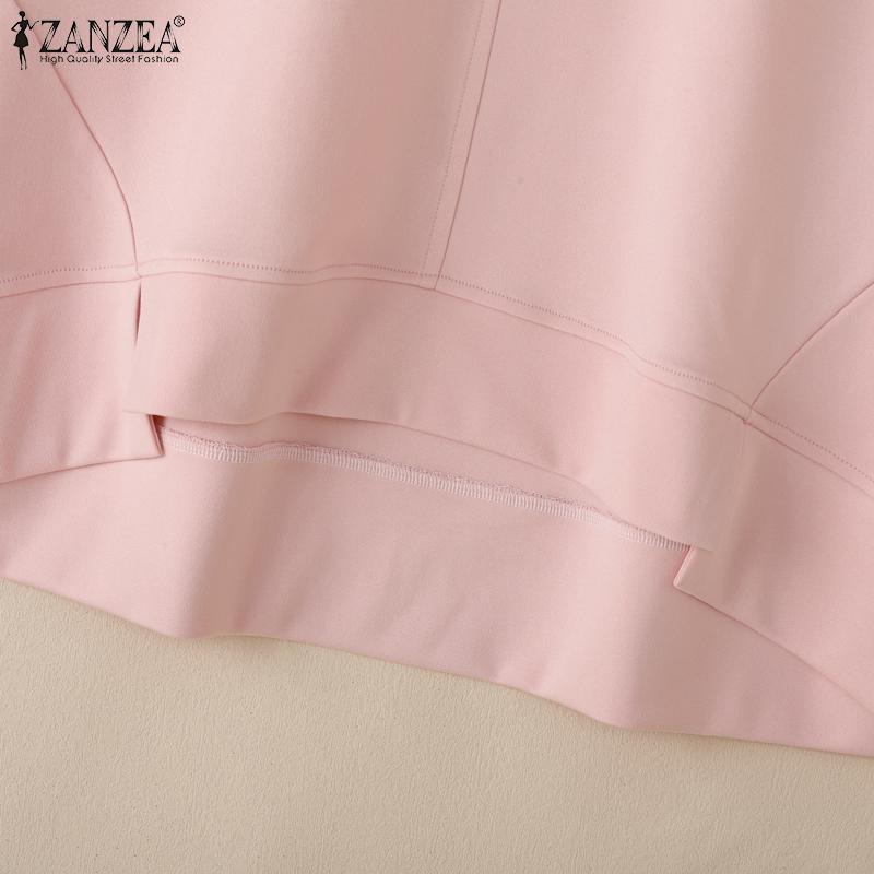 ZANZEA Magliette casual da donna a manica corta e mezza manica a girocollo tinta unita