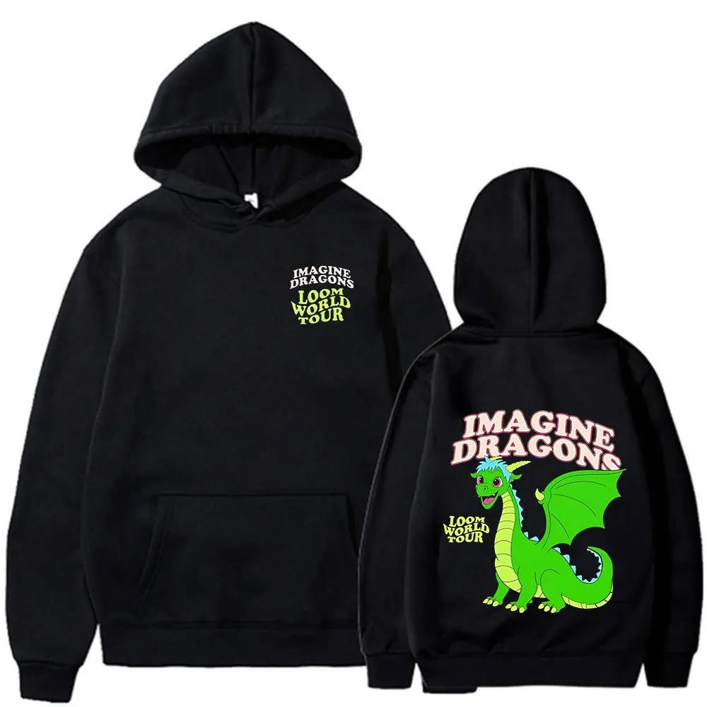 2025 Imagine Dragons Loom World Tour Hoodie; Rock Band Cartoon Unisex Sweatshirt for Men and Women