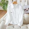 Lapel Long-sleeved Shirt for Women In Summer New Style Small Work Top Design Sense Shirt
