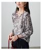 100% mulberry silk niche printed shirt for women's 2026 spring commuting versatile round neck silk top