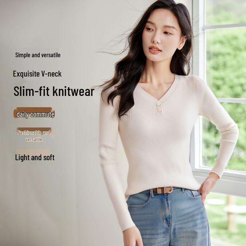 

Handu Yishe Women s Slim-Fit V-Neck Knit Pullover Sweater One Size (F)