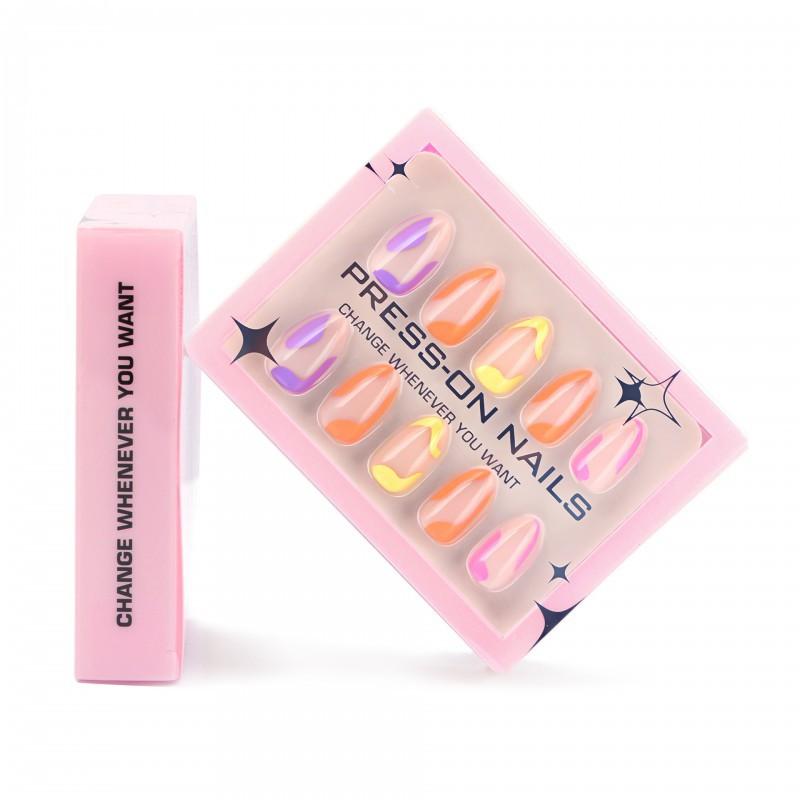 

Advanced Contrasting Color Nail Art Wearable Short Almond Cross-border Popular Style