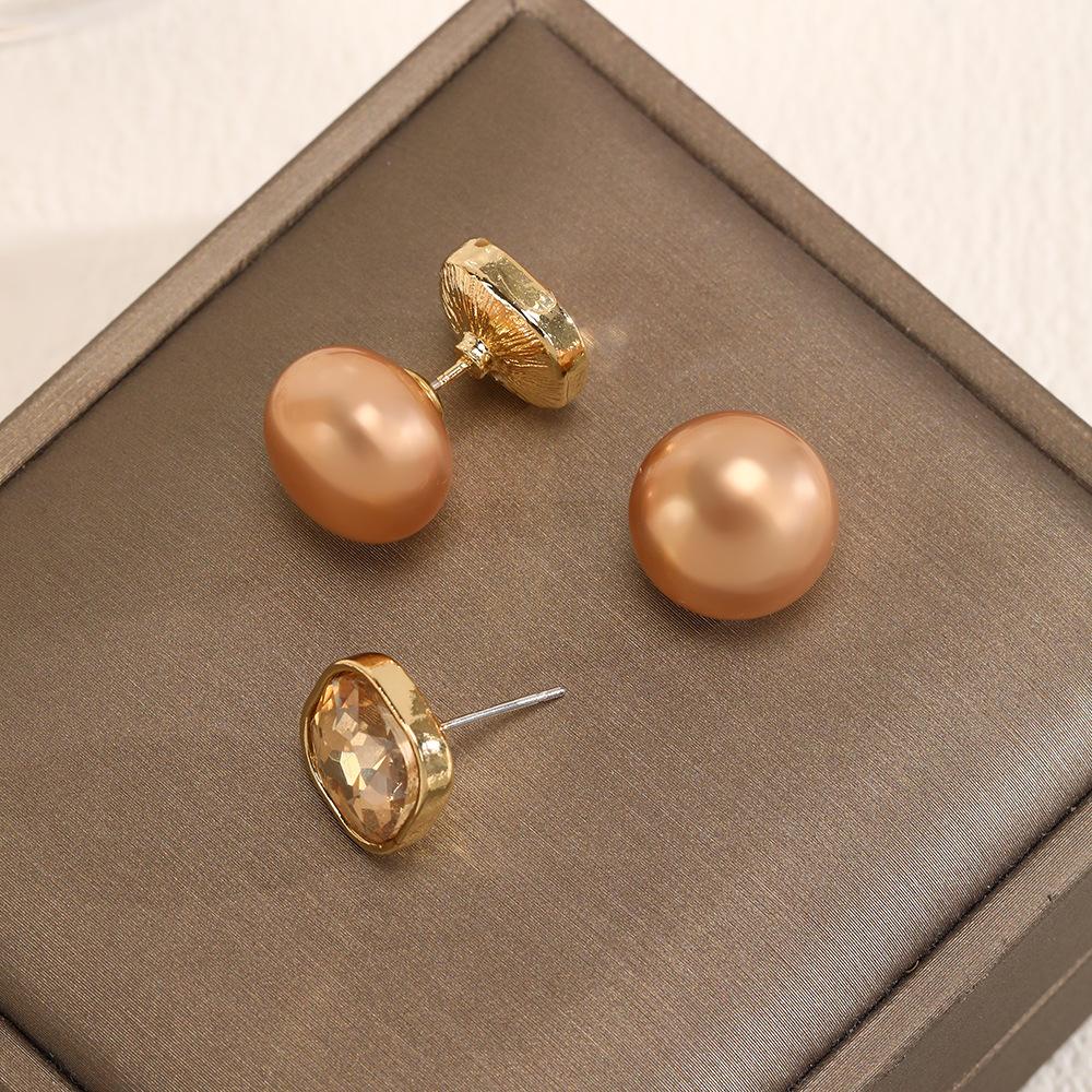 French Light Luxury Two-Wear High-End Stud Earrings Retro Diamond-Encrusted Pearl Earrings Niche Design Temperament Fashion Earrings