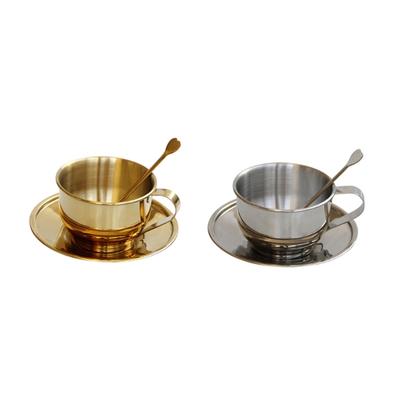 Stainless Steel Coffee Cups Set Double-deck Thermal Insulation Coffee Mug with Spoon and Saucer for Teas & CoffeeLover