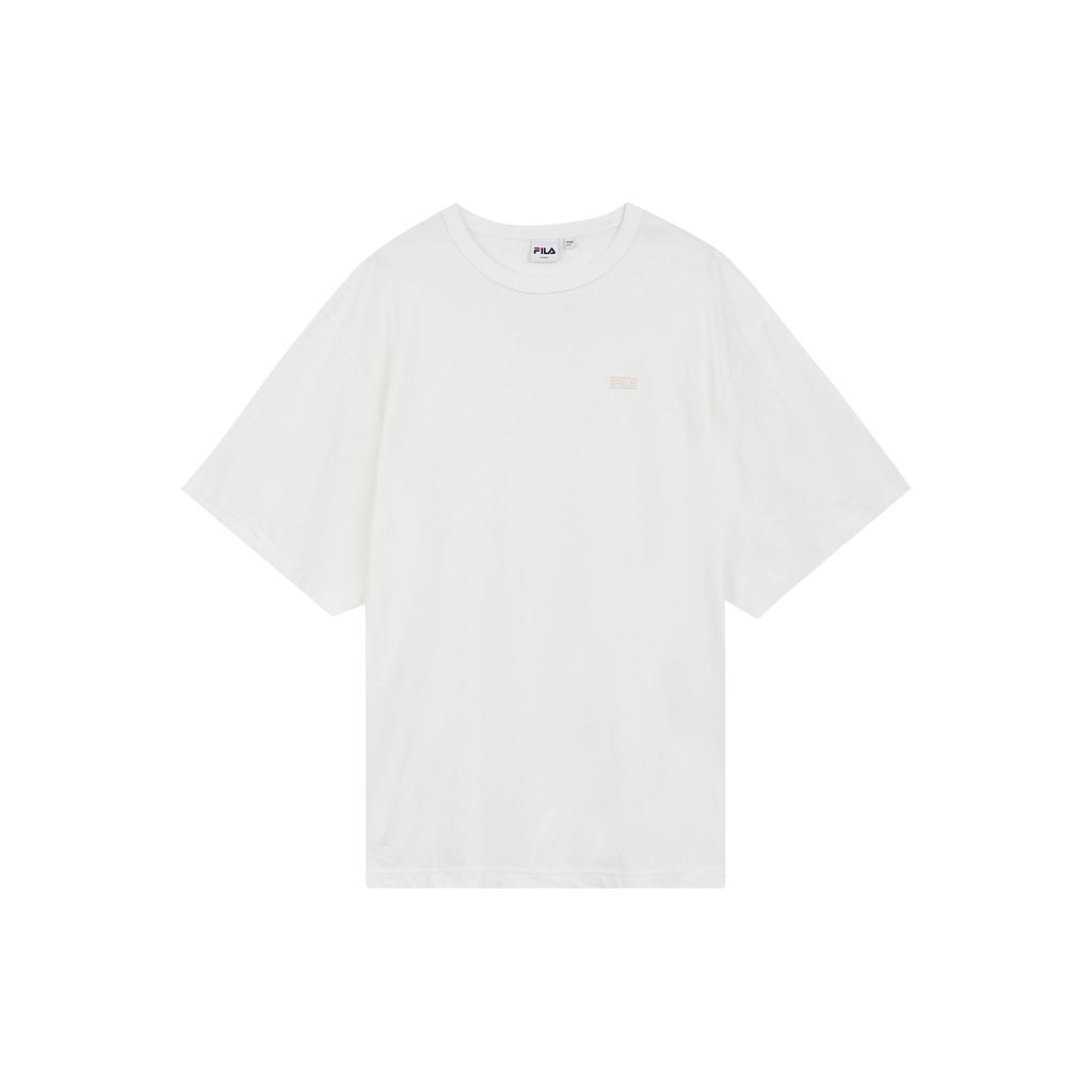 Fila Solid Color Casual Sports Round Neck Short Sleeve Drop Shoulder T-Shirt Unisex T-Shirt White FS2RSD2104X-OWH