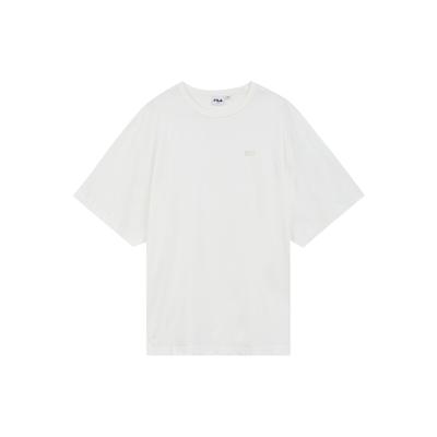 Fila Solid Color Casual Sports Round Neck Short Sleeve Drop Shoulder T-Shirt Unisex T-Shirt White FS2RSD2104X-OWH