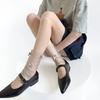 Summer Ultra-thin Transparent Polka Dot Women Socks Mesh Lace Women Socks Cute Bow JK Sweet Girls Lolita Kawaii Loose Long Socks
