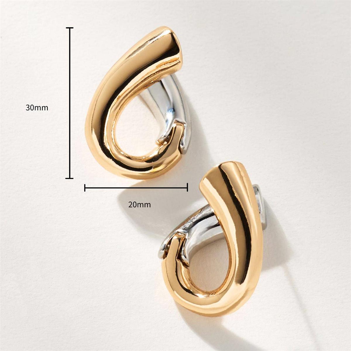 French retro spiral gold earrings with stainless steel gold-plated earrings and color retention
